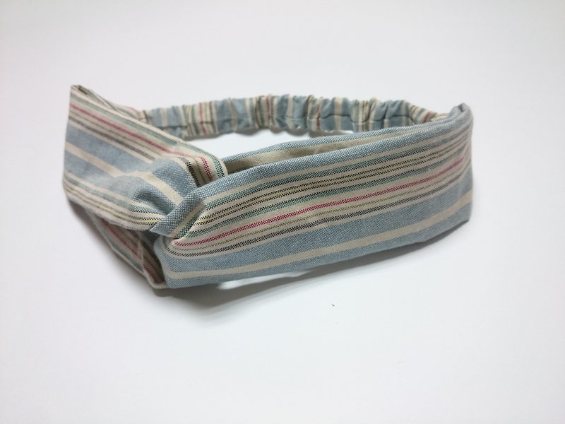 Striped denim cross hairband hairband *SK - Headbands - Other Materials 