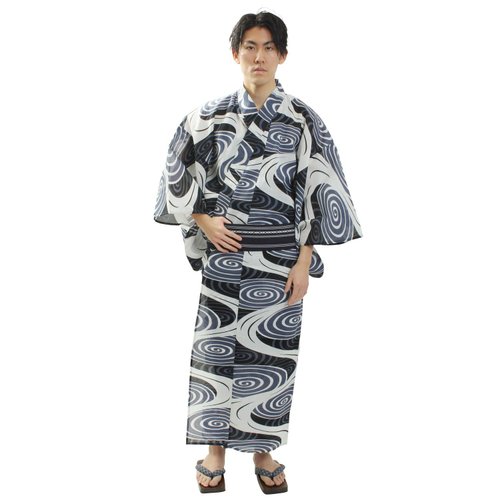 fuukakimono 日本 和服 男士 綿 浴衣 腰封 2 件 套組 S z31-111c yukata