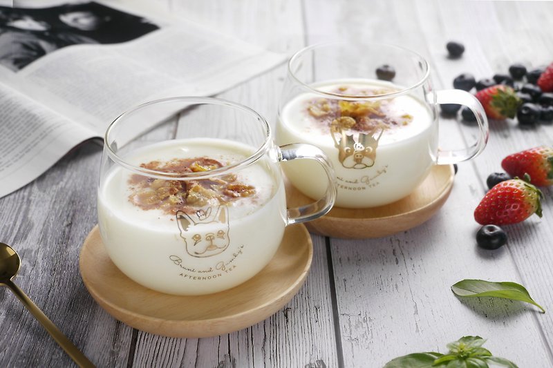 French Bulldog Glass Tea Mug【Full Set of 2】 - Teapots & Teacups - Glass Transparent
