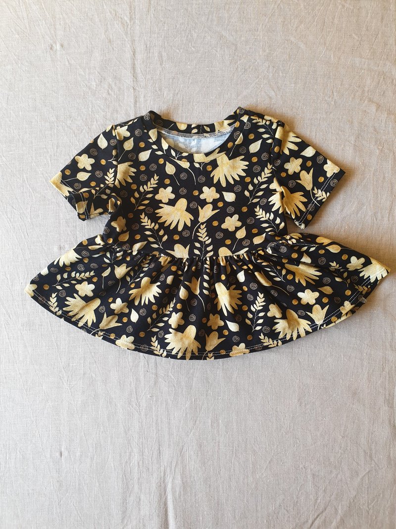 Gold flowers baby girl top, baby girl clothes, baby girl blouse, baby girl top. - 男/女童裝 - 棉．麻 多色