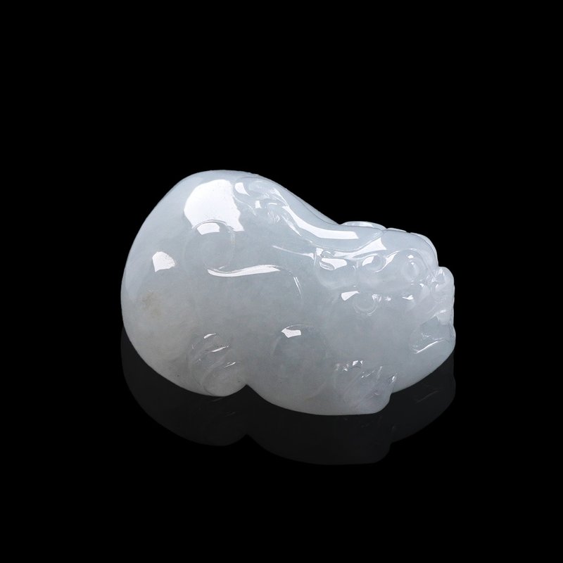 [Lucky Beast] Ice Jade Fat Pixiu Ornament | Natural Burmese Jade Jade A Grade | Gift - Items for Display - Jade White