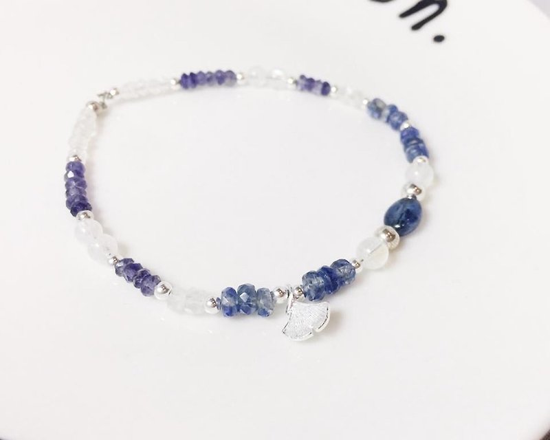 MH pure silver natural stone custom series _ blue forest _ kyanite - Bracelets - Gemstone Blue