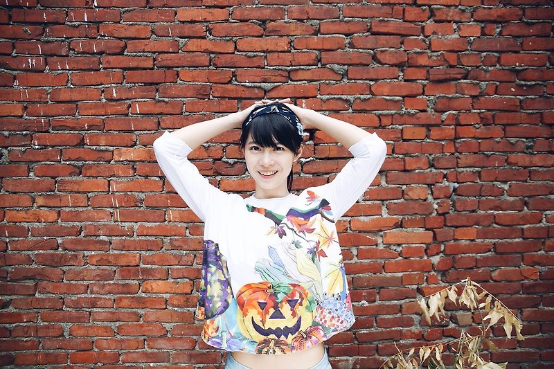 Pumpkin_Handmade Light Cotton Cropped Sleeve Top - Women's T-Shirts - Cotton & Hemp 