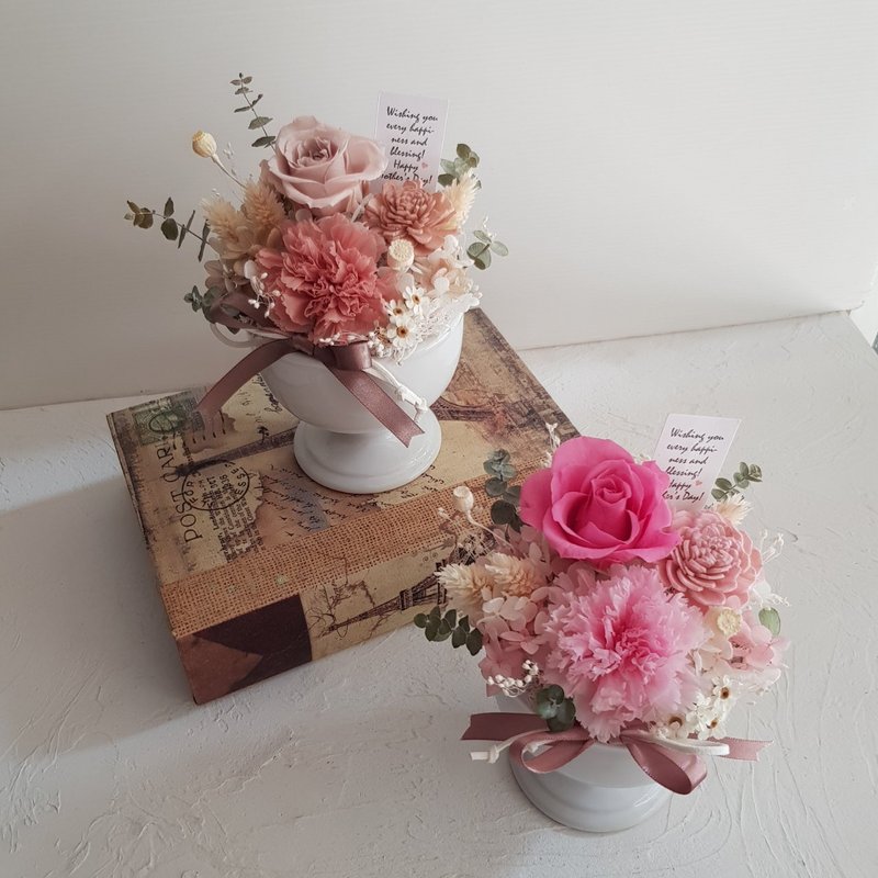 Love媽咪|母親節|永生花+乾燥花|草莓杯杯|夢幻康乃馨永生盆花 - 乾燥花/永生花 - 植物．花 粉紅色