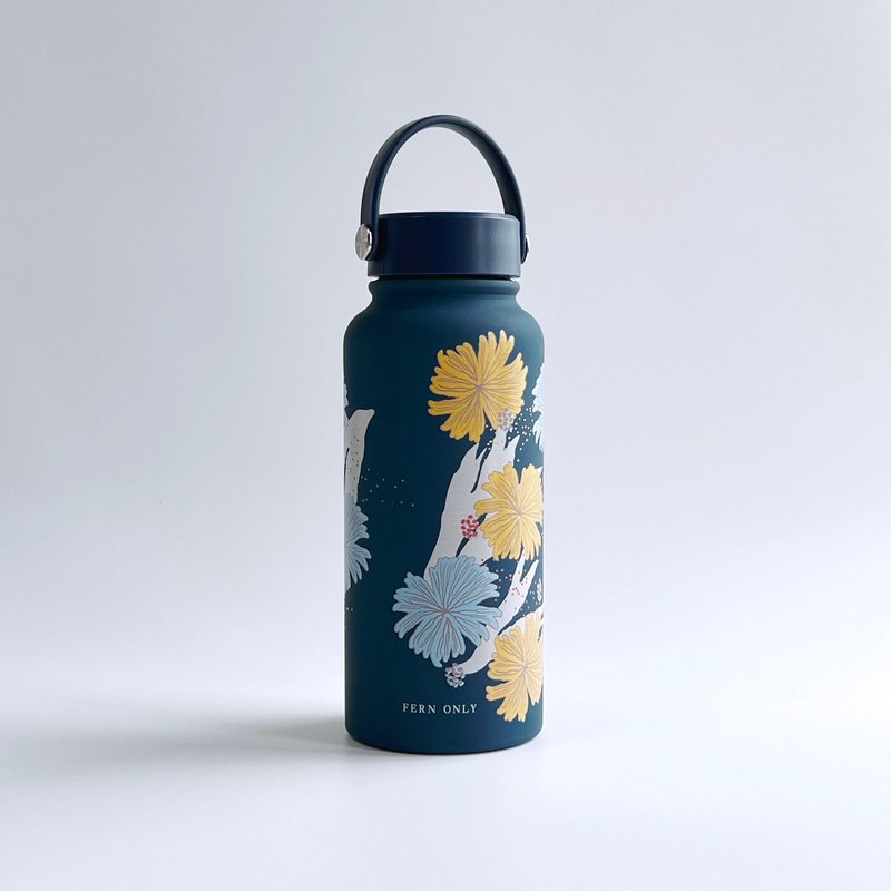 Fern Pattern Double-layer Stainless Steel Thermal Flask - Dipteris conjugata (Ka - กระบอกน้ำร้อน - สแตนเลส สีเงิน