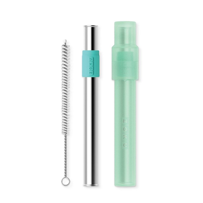 ZOKU Stainless Steel Reusable Bubble Tea Pocket Straw - Teal - Cutlery & Flatware - Stainless Steel Green