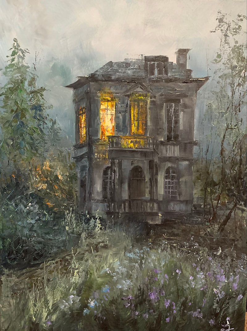 House Painting Original Oil Painting Home Painting Handmade Art - Wall Décor - Other Metals Multicolor