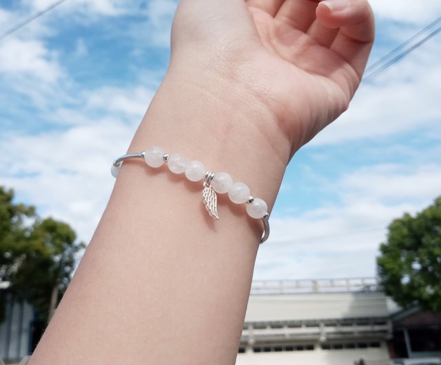 Angel love. Natural Moonstone Bracelet Wings 925 Sterling Silver