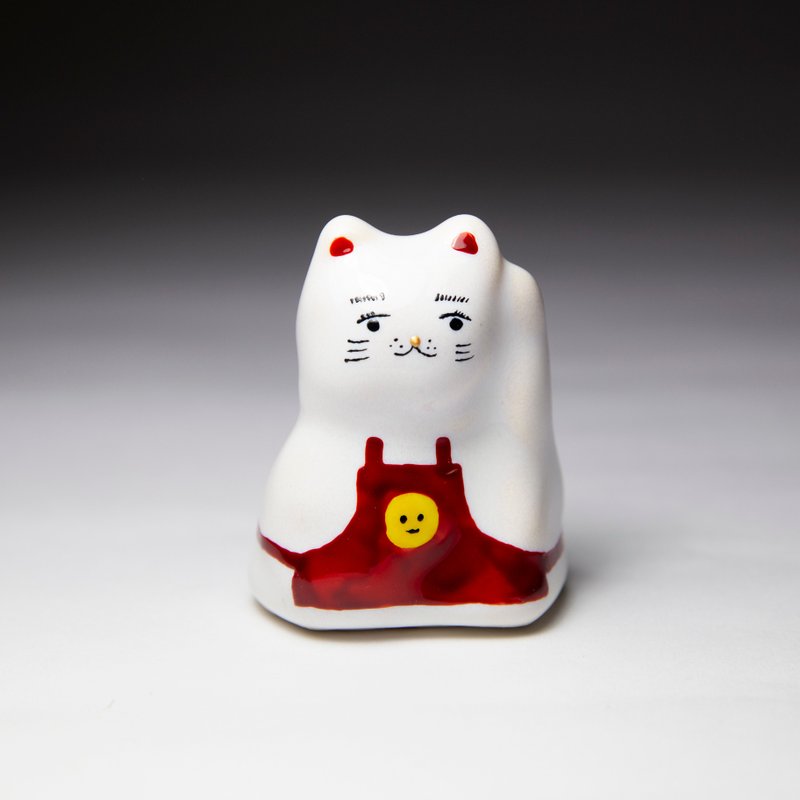 Lucky Street Lucky Cat-Smiley Ban Niang - ของวางตกแต่ง - ดินเผา ขาว