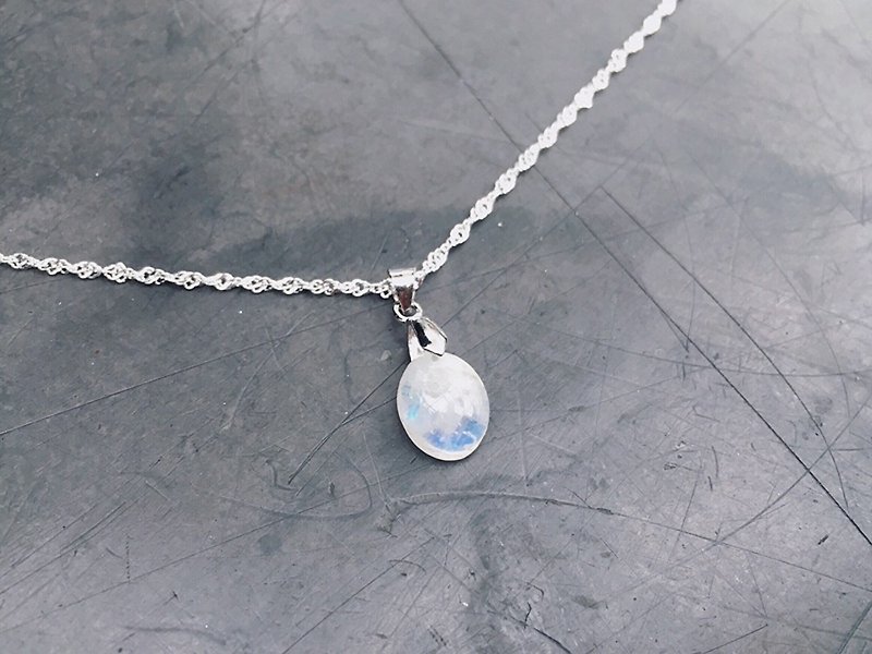 (Ofelia.) Natural Stone Series Natural Moonstone Sterling Silver Necklace (Unique One) (J118.Anne) - Necklaces - Gemstone White