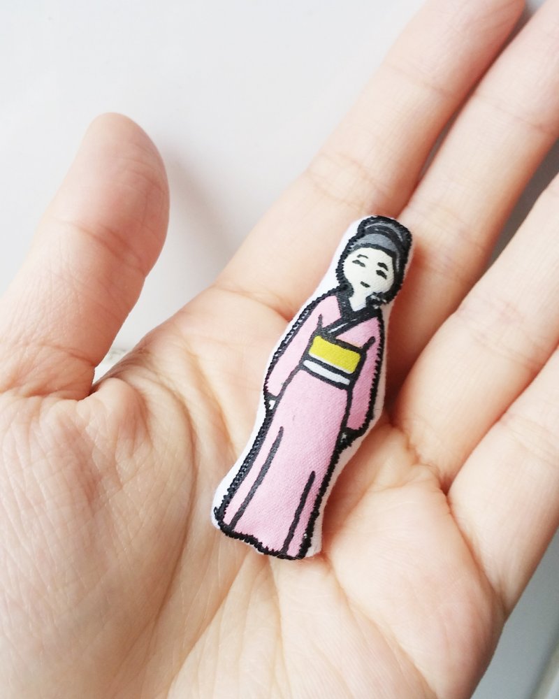 [LineWorkLab]世界各地的人胸針 - 日本人 People Around the World Brooch - Japanese - 胸針 - 其他材質 粉紅色