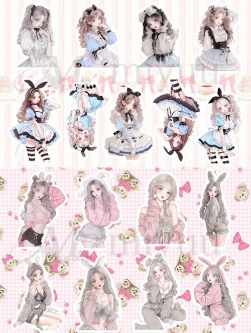 コラージュシート 素材紙 a4デザインペーパー 人物 女の子 PinkRabbits