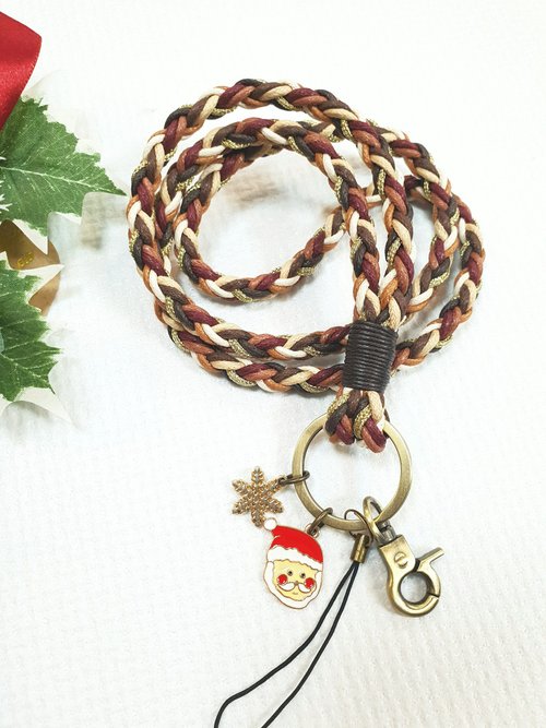 Paris。Le Bonheun Handmade Paris*Le Bonheun。金色聖誕。頸繩編織鑰匙圈