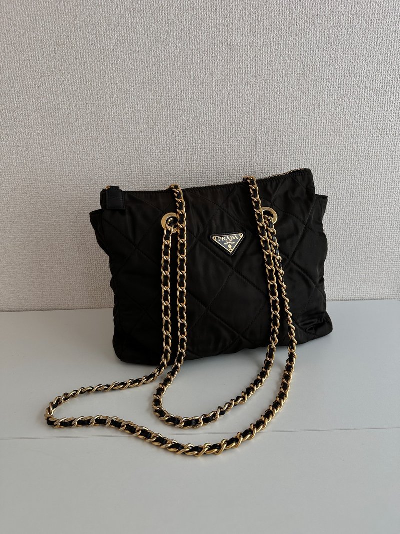 中古包 Prada普拉達 墨綠色降落傘包 - 手提包/手提袋 - 尼龍 黑色
