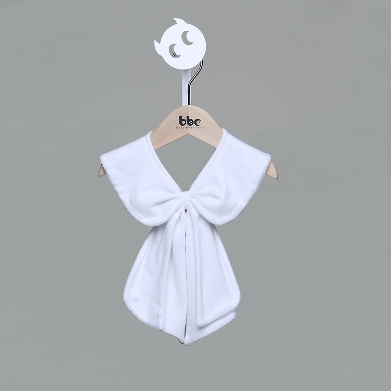 針織蝴蝶結假領口水巾(白) - 滿月禮物 - 棉．麻 白色