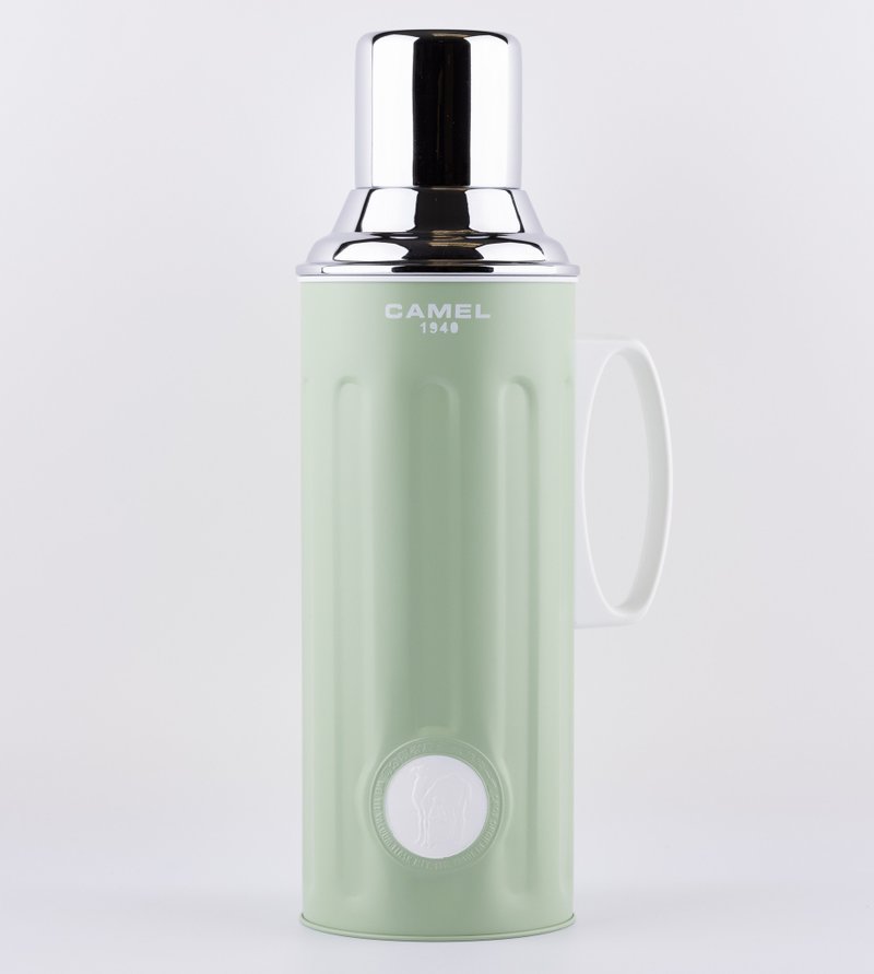 駱駝牌 1.1L 玻璃膽真空保溫壺糖果色壺身 鴨蛋綠 - 保溫瓶/保溫杯 - 其他材質 灰色