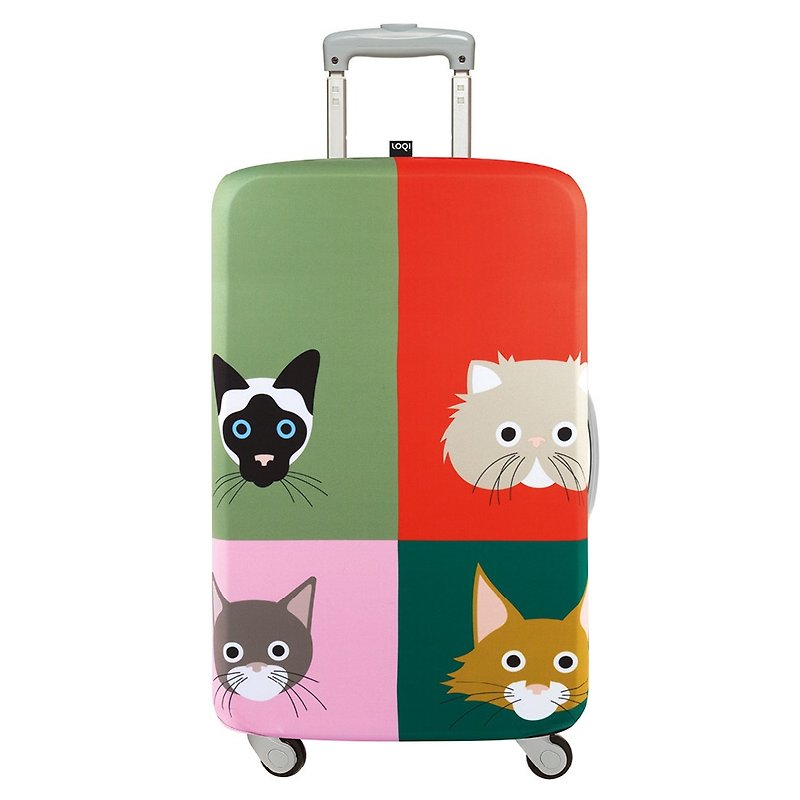 LOQI Luggage Jacket Uncle Cat [Size] - กระเป๋าเดินทาง/ผ้าคลุม - เส้นใยสังเคราะห์ สีแดง