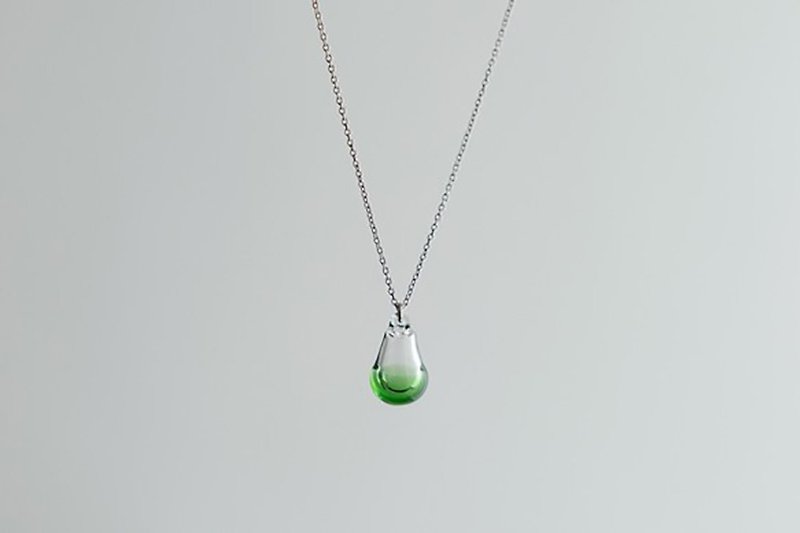 Aroma Necklace Shizuku Color SV925 Nickel Free Rhodium Plated - Necklaces - Glass Green