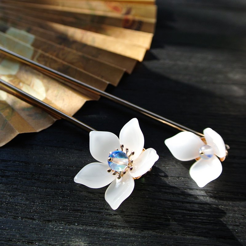 Budding. Flower development hairpin-can be used as a novice hairpin (13 colors in total) - Hair Accessories - Copper & Brass White