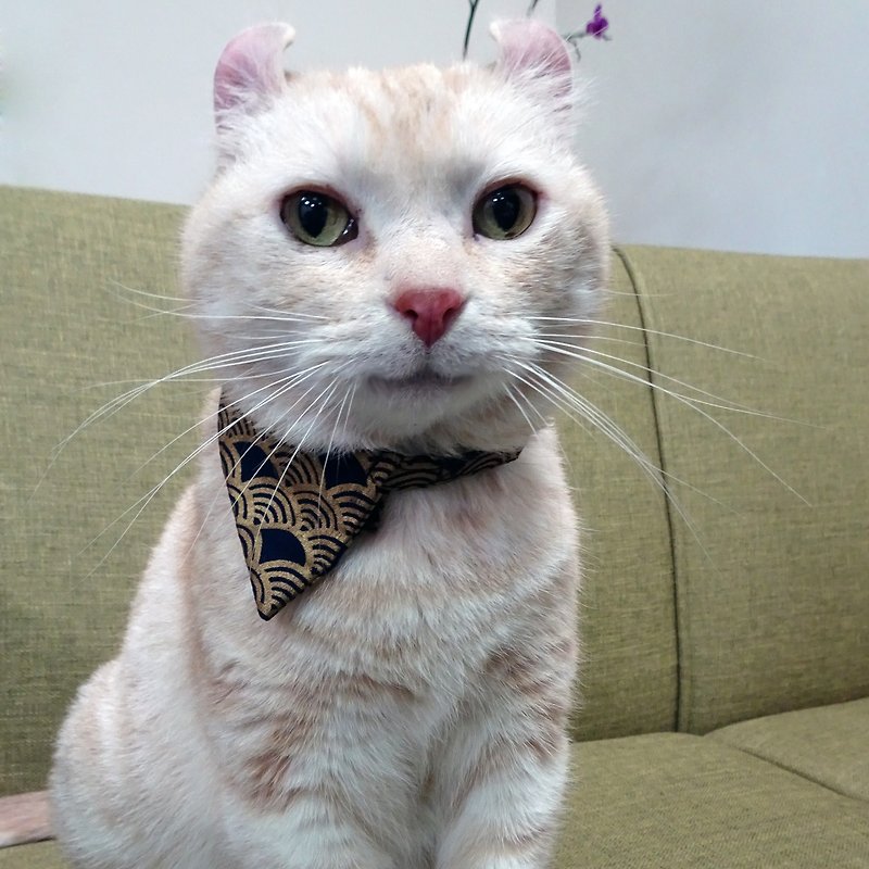 貓領巾 可拆卸式貓領巾 富士山款 紅花款 金扇子款 - 貓狗頸圈/牽繩 - 棉．麻 多色