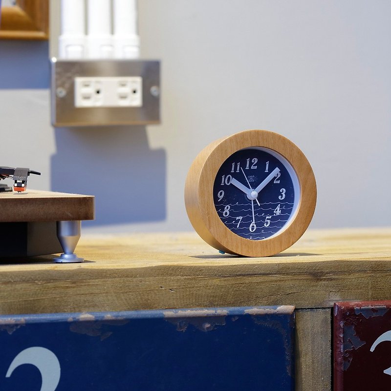 Billow- thick solid wood wave mute clock alarm clock (blue) - Clocks - Wood Blue