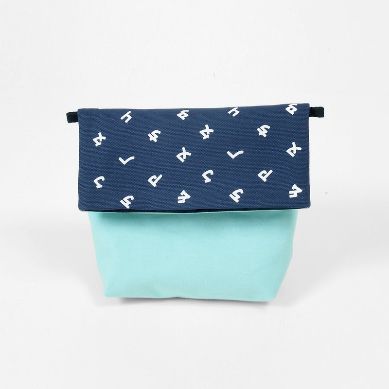 【HEYSUN】 phonetic symbols hand-silk double-sided folding bag / side backpack - blue - กระเป๋าแมสเซนเจอร์ - ผ้าฝ้าย/ผ้าลินิน สีน้ำเงิน