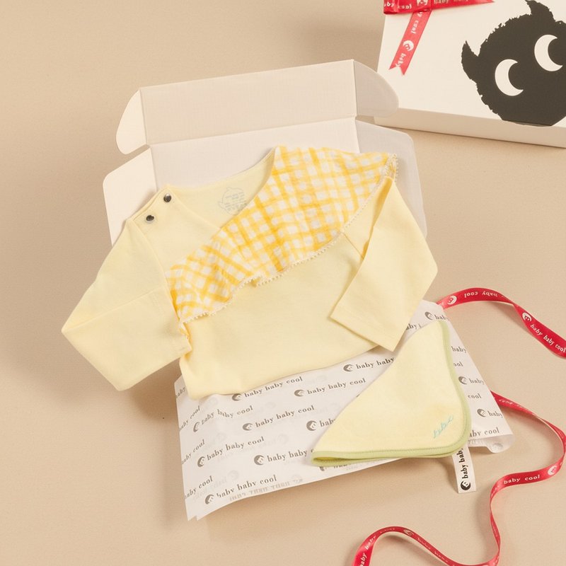 客製化姓名 新生兒禮物 Twilight荷葉包屁衣 彌月禮 - 嬰兒連身衣/包被/包巾 - 棉．麻 黃色