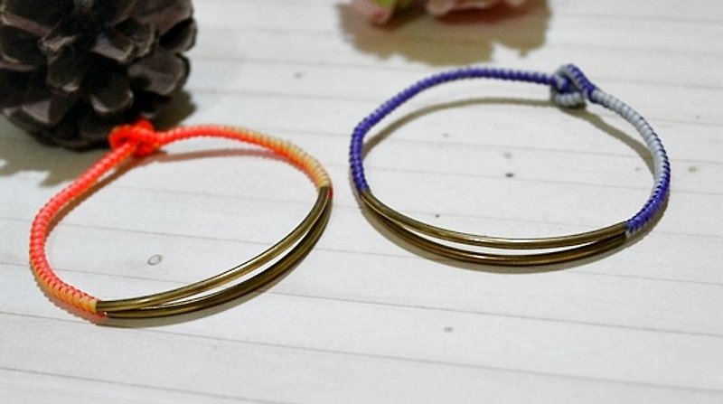 Thai Silk Wax line Brass * X * double lines can be chosen color // // - Bracelets - Wax Multicolor
