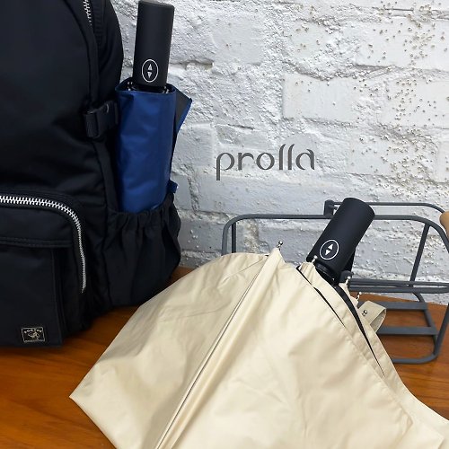 Prolla 保羅拉精品雨傘 夏日超強防曬傘 為男士設計的大傘面 抗UV全遮光黑膠防風自動折傘