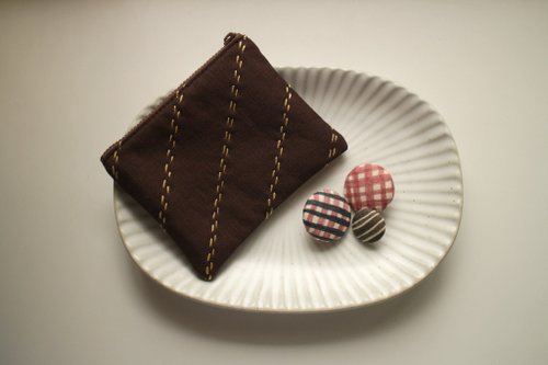 Small universal zipper bag embroidered coin purse/slant