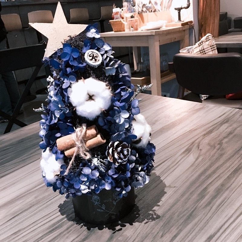 クリスマスツリー - あなたは私の最もロマンチックな青い星空です[箱付き] - ドライフラワー・ブーケ - 寄せ植え・花 ブルー