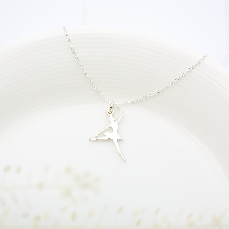 Ballet Dance s925 sterling silver necklace birthday Valentine's Day gift - Necklaces - Sterling Silver Silver