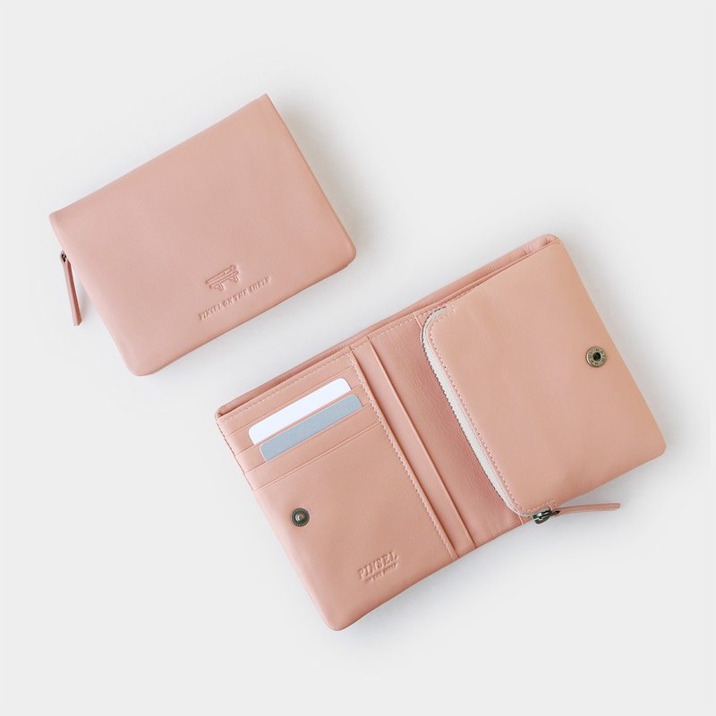 pinsel wallet : pastel peach - 錢包/皮夾/長短夾 - 真皮 