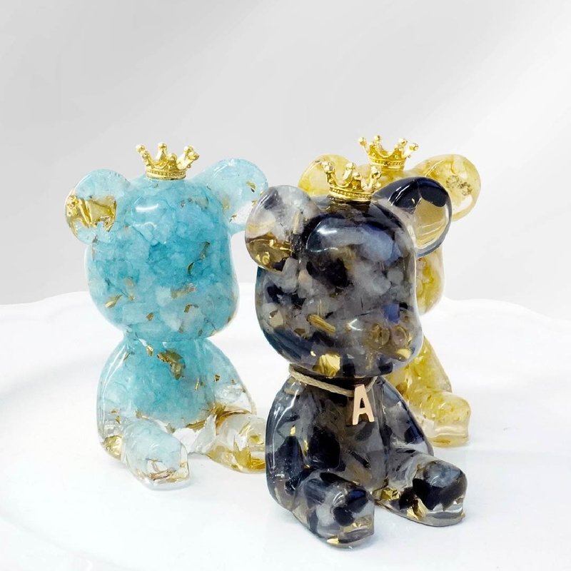 【Hourrae荷萊】招財好運晶熊 客製字母 水晶擺件 A-P - 擺飾/家飾品 - 水晶 多色