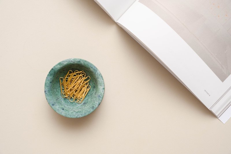 Marble side dish sauce plate/incense holder (Taiwan Stone) - Small Plates & Saucers - Jade Green