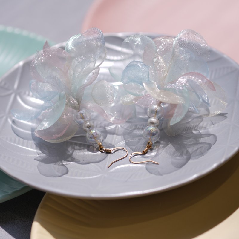 Jellyfish 水母輕透柔軟有型大花耳環 - 耳環/耳夾/耳骨夾 - 其他材質 多色