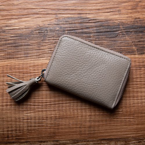 Leather Goods Shop Hallelujah 迷你短夾 零錢包 鑰匙 便攜 卡片 收納力 輕薄 分類零錢 灰褐色
