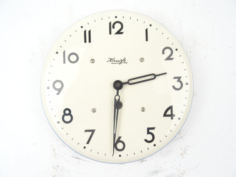 Vintage Antique Kitchen Clock German Wall Retro Ceramic Clock KIENZLE - Clocks - Other Materials White