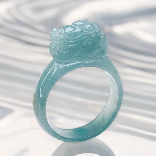 瓔珞珠寶盒 E.L.Jewelry Box 【招財神獸】冰藍水翡翠貔貅戒指戒圈 | 國際11.5圍 |天然翡翠A貨