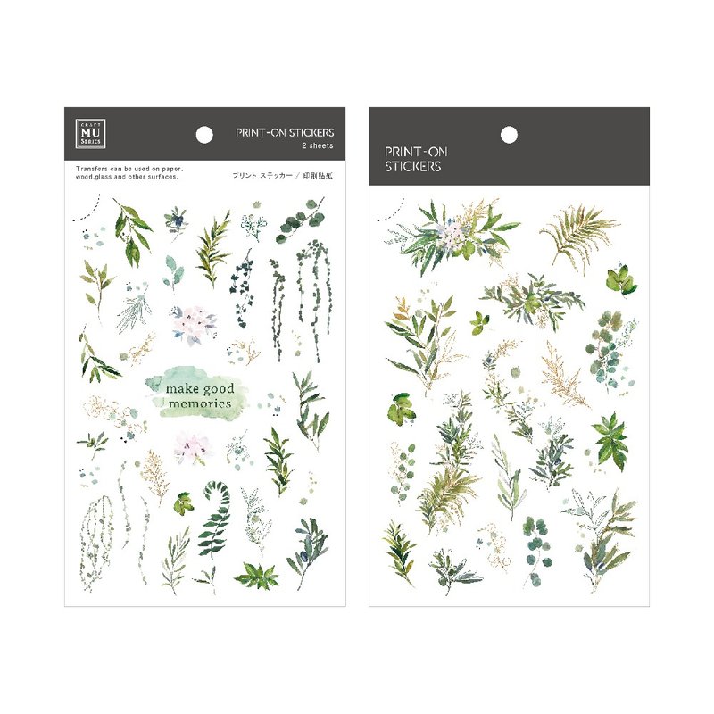 【Print-On Stickers 轉印貼紙】no.105-青草雨露 | 花草系列 - 貼紙 - 其他材質 綠色