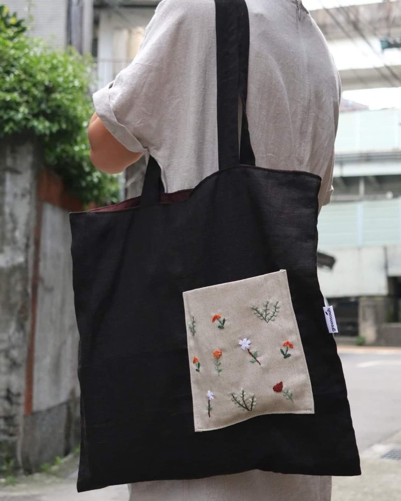 Wildflowers Hand Embroidery Tote Bag - Handbags & Totes - Cotton & Hemp 