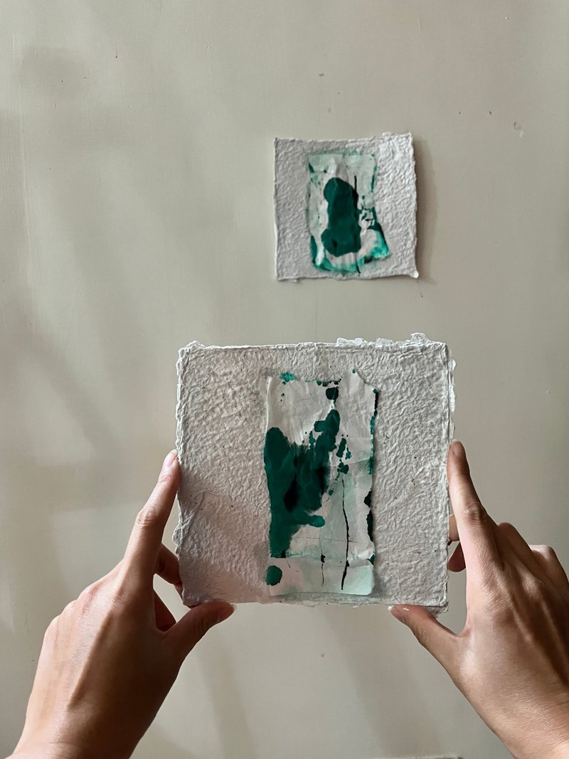 延長壽命 回收紙上混合媒材藝術作品二件組 - 海報/掛畫/掛布 - 其他材質 