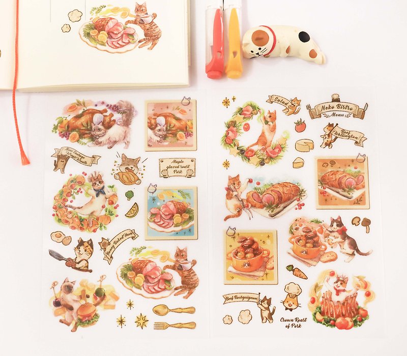 Cat Western Food-2 transfer stickers for a set - Stickers - Other Materials Multicolor