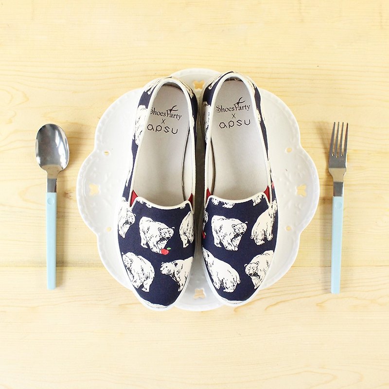 Shoes Party hungry polar bear heavy-bottomed shoes / handmade custom / Japan fabric - Women's Casual Shoes - Other Materials 