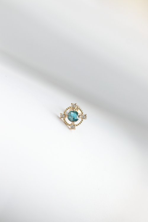 CHARIS GRACE 14K 同心圓鑽石鎖珠耳環(單個)