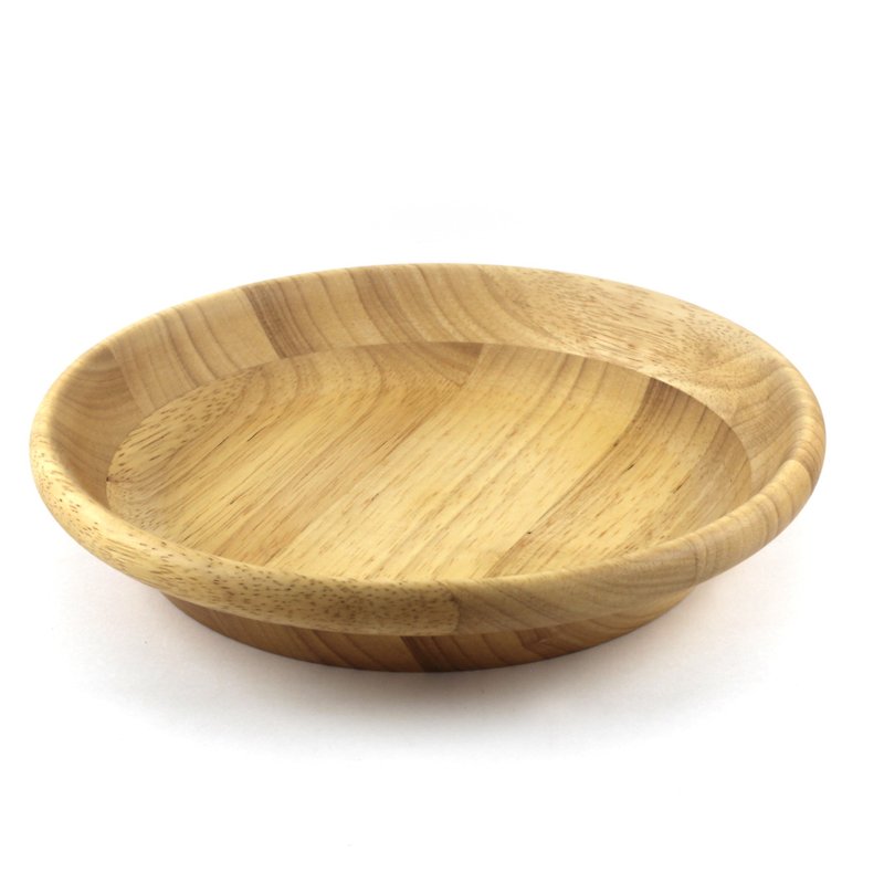 |Qiaomu| Wooden salad shallow bowl/wooden bowl/meal bowl/concave bottom bowl/rubber wood - Bowls - Wood Brown