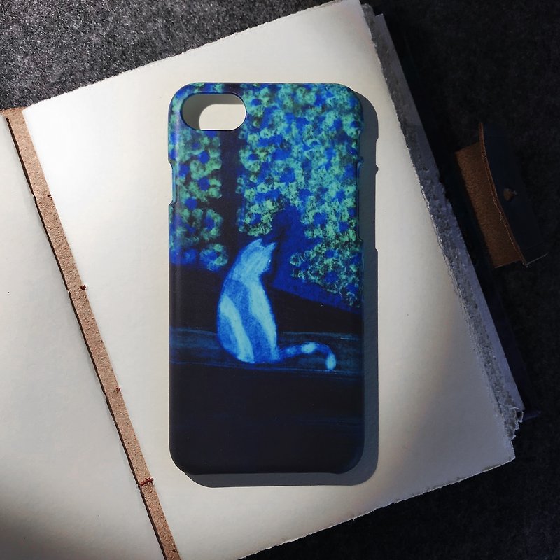 Blue cat at night. Matte Case (iPhone, HTC, Samsung, Sony) - Phone Cases - Plastic Blue