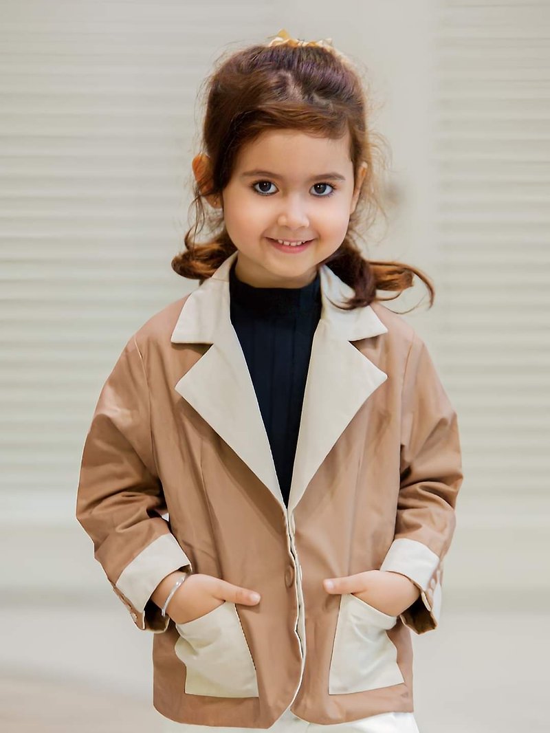 Special design  Suit can wear both side Brown & Light brown สูทใส่ได้ทั้ง2ด้าน - ชุดเด็ก - ผ้าฝ้าย/ผ้าลินิน สีนำ้ตาล