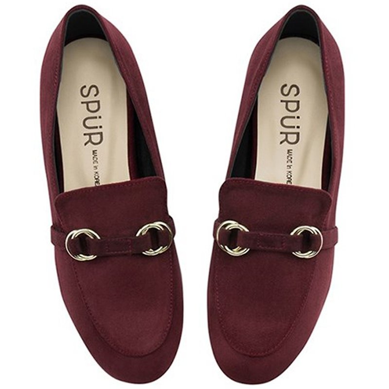 SPUR Sueded ring belt loafer MF7062 WINE - Women's Oxford Shoes - Faux Leather 