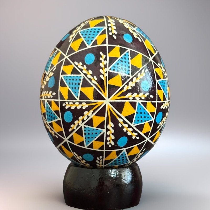烏克蘭復活節彩蛋 純手工彩繪雞蛋殼 胡特爾式彩蛋 - 裝飾/擺設  - 其他材質 黑色